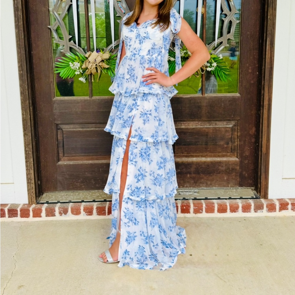 B.Darlin Blue and White Floral Dress